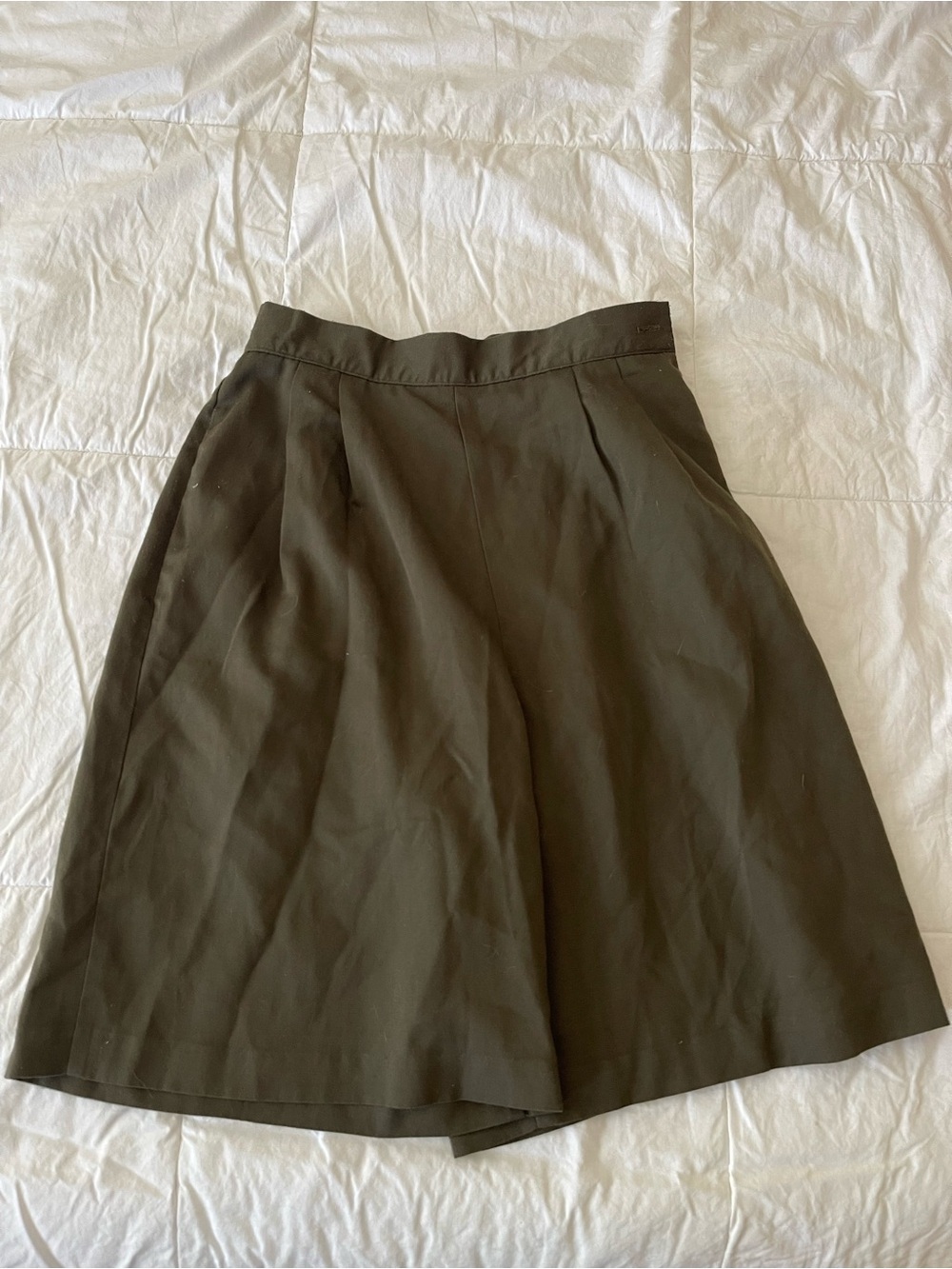 High-Waist Olive Green A-Line Skirt